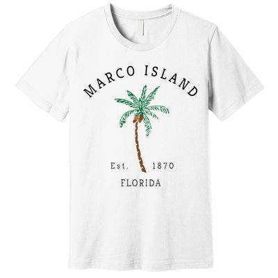 Marco Island Florida Colorful Palm Tree Retro Novelty Art Premium T-Shirt