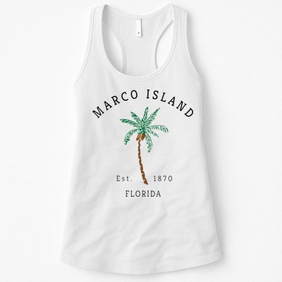 Marco Island Florida Colorful Palm Tree Retro Novelty Art Womens Tank Top