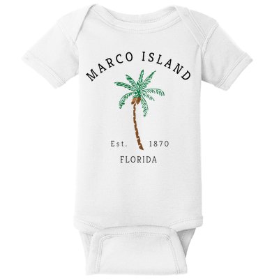 Marco Island Florida Colorful Palm Tree Retro Novelty Art Baby Bodysuit