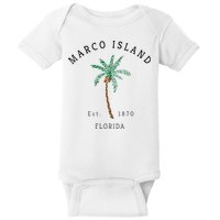 Marco Island Florida Colorful Palm Tree Retro Novelty Art Baby Bodysuit