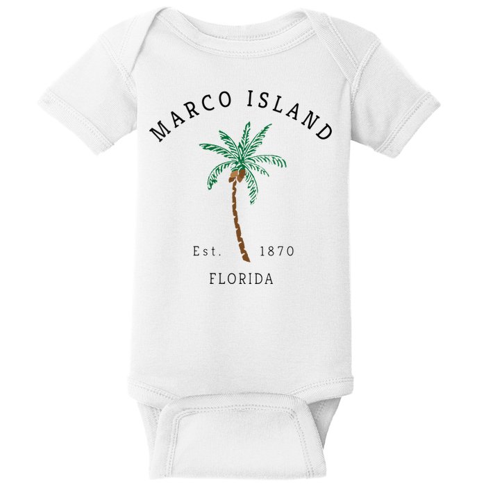 Marco Island Florida Colorful Palm Tree Retro Novelty Art Baby Bodysuit