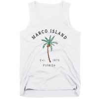 Marco Island Florida Colorful Palm Tree Retro Novelty Art Tank Top