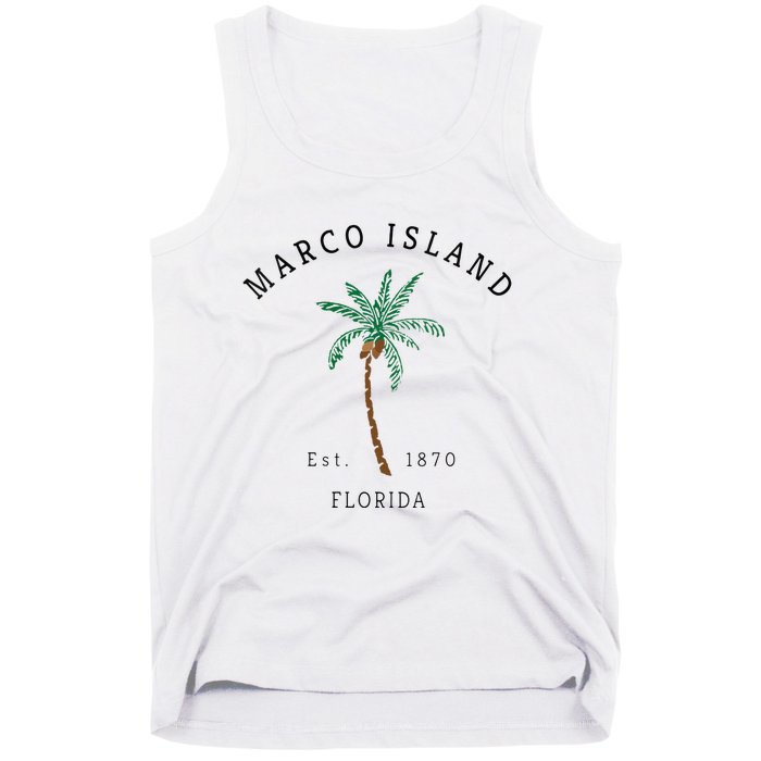 Marco Island Florida Colorful Palm Tree Retro Novelty Art Tank Top