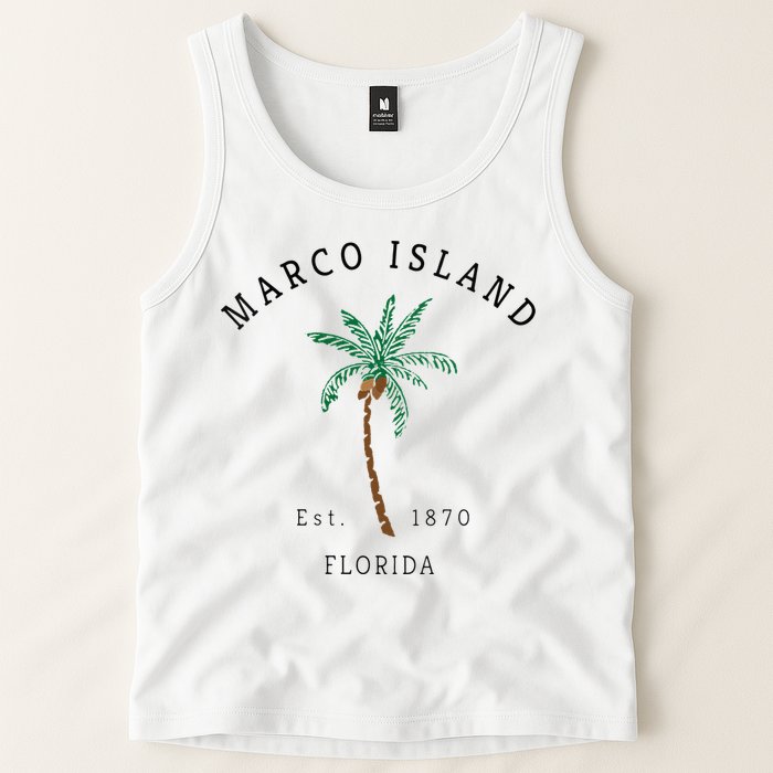 Marco Island Florida Colorful Palm Tree Retro Novelty Art Tank Top