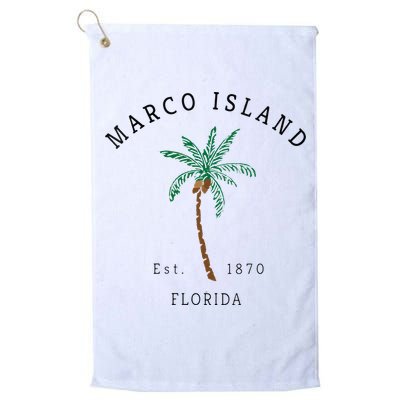 Marco Island Florida Colorful Palm Tree Retro Novelty Art Golf Towel