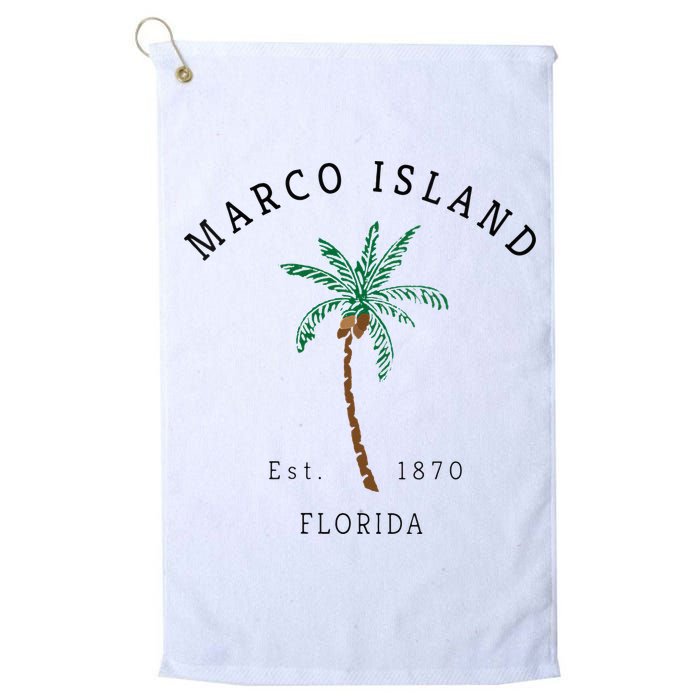 Marco Island Florida Colorful Palm Tree Retro Novelty Art Golf Towel