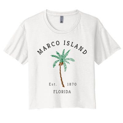 Marco Island Florida Colorful Palm Tree Retro Novelty Art Crop Top