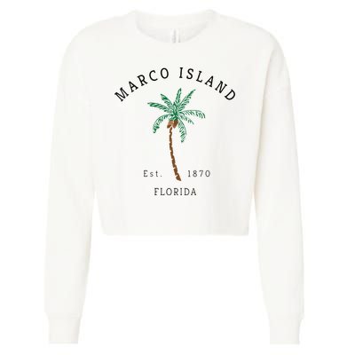Marco Island Florida Colorful Palm Tree Retro Novelty Art Cropped Pullover Crew