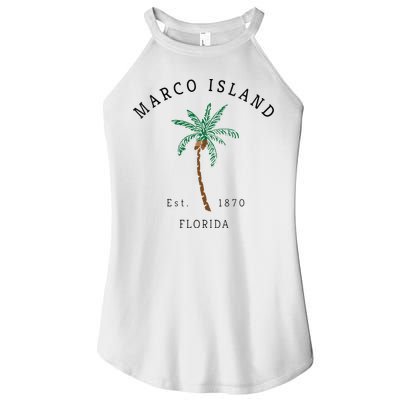 Marco Island Florida Colorful Palm Tree Retro Novelty Art Women's Perfect Tri Rocker Tank