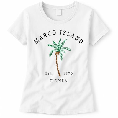 Marco Island Florida Colorful Palm Tree Retro Novelty Art Womens T-Shirt