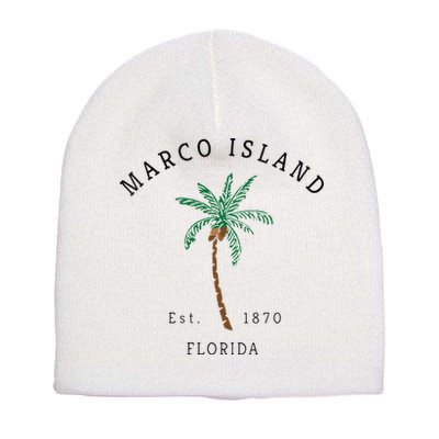 Marco Island Florida Colorful Palm Tree Retro Novelty Art Short Acrylic Beanie