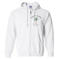 Marco Island Florida Colorful Palm Tree Retro Novelty Art Full Zip Hoodie