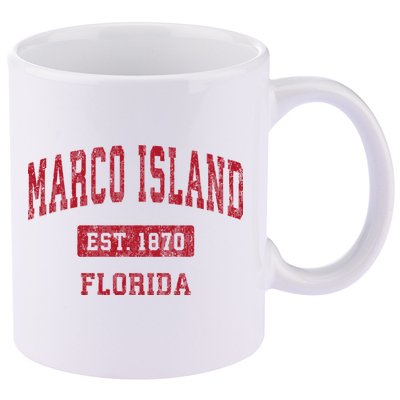Marco Island Florida Fl Vintage Sports Design 11oz C Handle Ceramic Mug