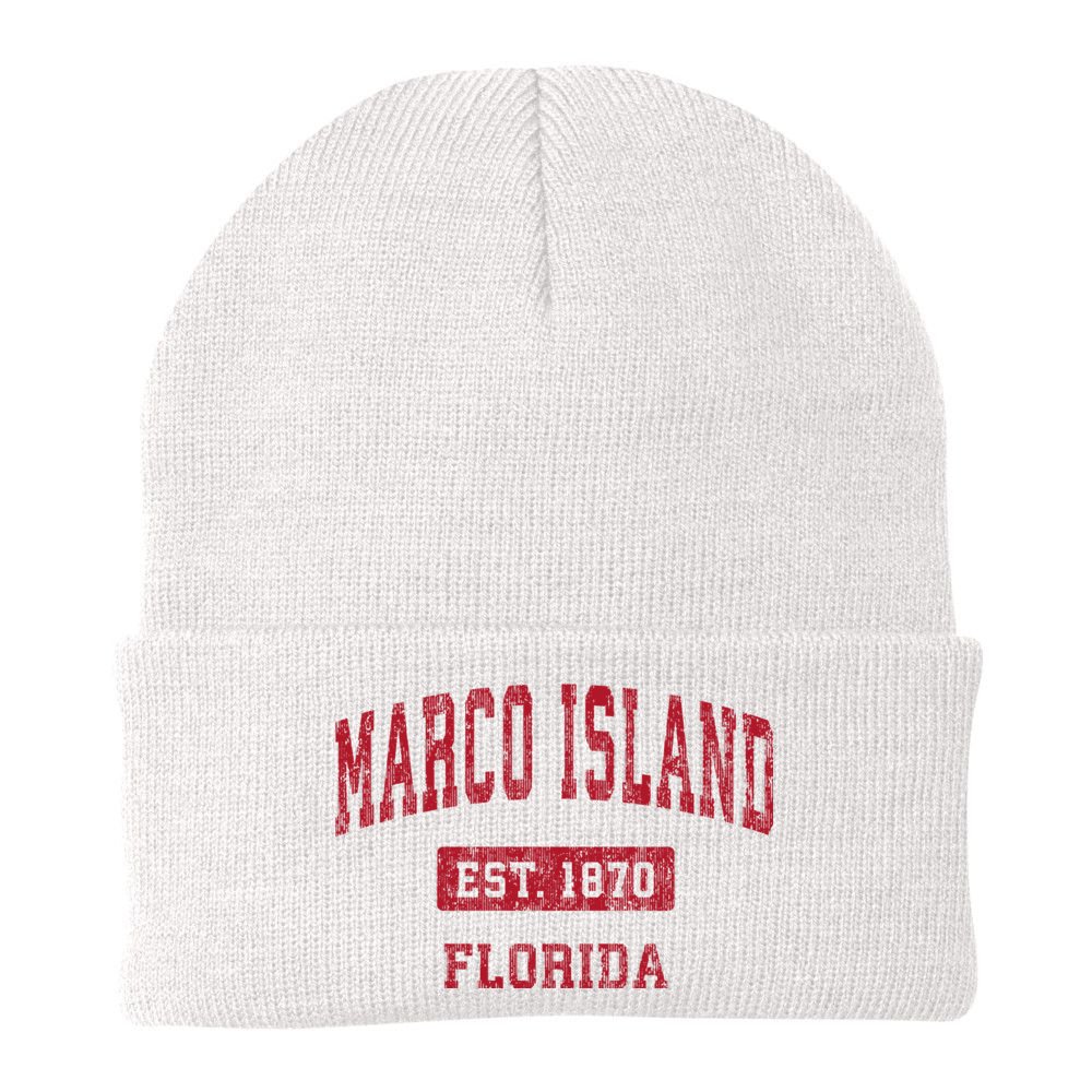 Marco Island Florida Fl Vintage Sports Design Beanie