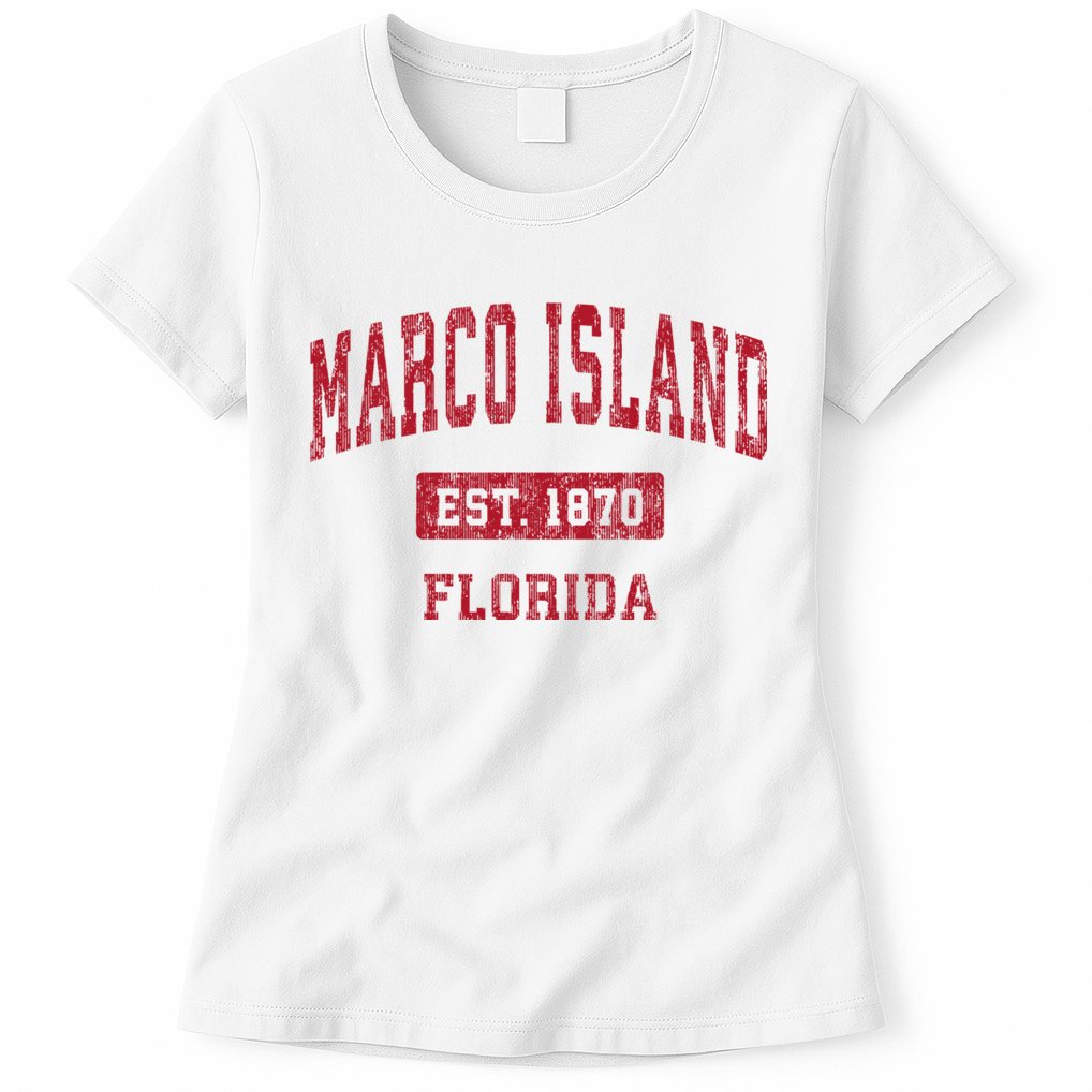 Marco Island Florida Fl Vintage Sports Design Womens T-Shirt