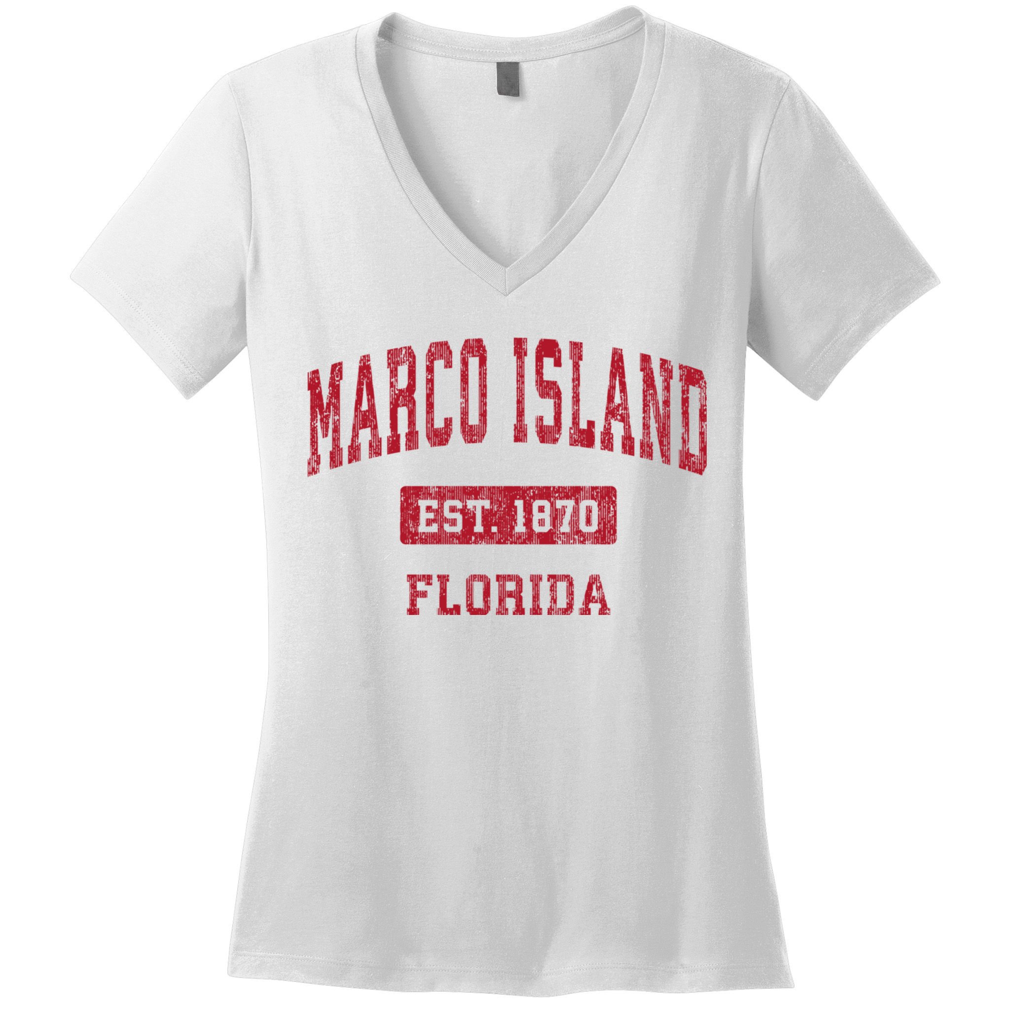 Marco Island Florida Fl Vintage Sports Design Women's V-Neck T-Shirt