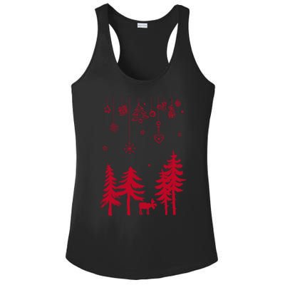 Moose In Forest With Traditional Symbols For Christmas Gift Ladies PosiCharge Competitor Racerback Tank