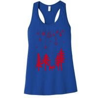 Moose In Forest With Traditional Symbols For Christmas Gift Women's Racerback Tank