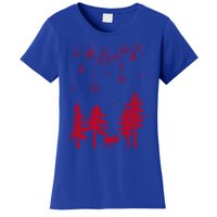 Moose In Forest With Traditional Symbols For Christmas Gift Women's T-Shirt