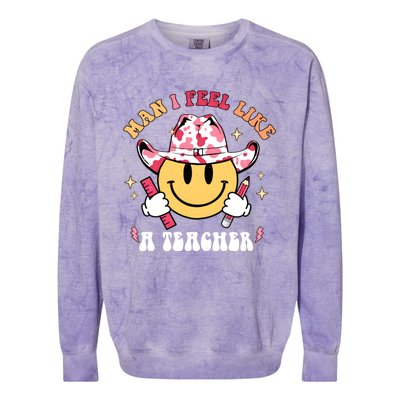 Man I Feel Like A Teacher Era Western Teacher Back To School Colorblast Crewneck Sweatshirt