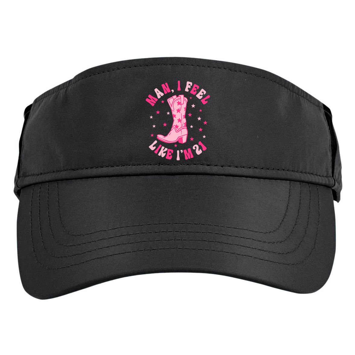 Man I Feel Like Im 21 Groovy Western 21st Birthday Cowgirl Adult Drive Performance Visor