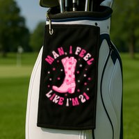 Man I Feel Like Im 21 Groovy Western 21st Birthday Cowgirl Golf Towel