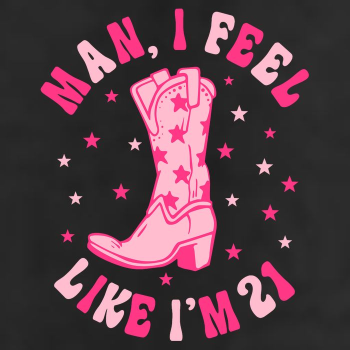 Man I Feel Like Im 21 Groovy Western 21st Birthday Cowgirl Golf Towel