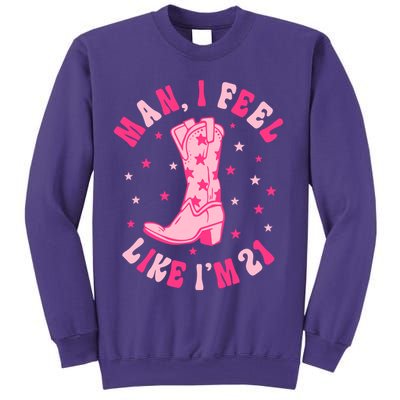 Man I Feel Like Im 21 Groovy Western 21st Birthday Cowgirl Sweatshirt