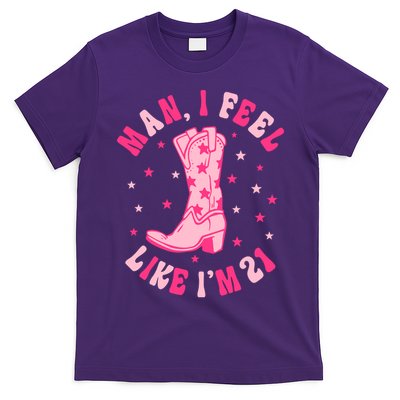 Man I Feel Like Im 21 Groovy Western 21st Birthday Cowgirl T-Shirt
