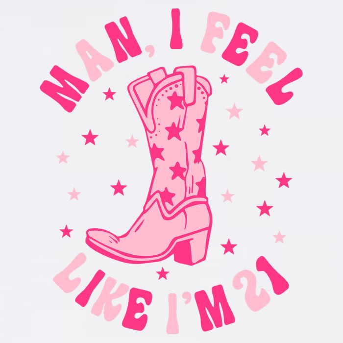 Man I Feel Like Im 21 Groovy Western 21st Birthday Cowgirl Garment-Dyed Sweatshirt