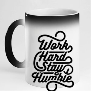 Motivational Inspirational Gift Work Hard Stay Humble Gift 11oz Black Color Changing Mug