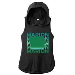 Marion Iowa Green Repeat Ia City Gift Ladies PosiCharge Tri-Blend Wicking Draft Hoodie Tank