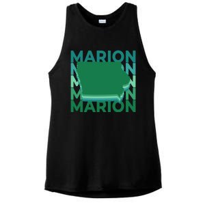 Marion Iowa Green Repeat Ia City Gift Ladies PosiCharge Tri-Blend Wicking Tank