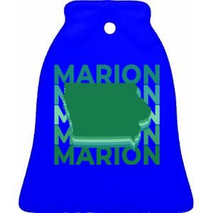 Marion Iowa Green Repeat Ia City Gift Ceramic Bell Ornament