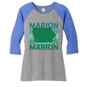 Marion Iowa Green Repeat Ia City Gift Women's Tri-Blend 3/4-Sleeve Raglan Shirt