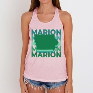 Marion Iowa Green Repeat Ia City Gift Women's Knotted Racerback Tank