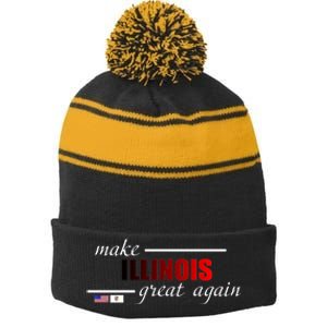 Make Illinois Great Again Stripe Pom Pom Beanie