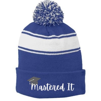 Mastered It! Graduation Master's Degree College Grad Cute Gift Stripe Pom Pom Beanie