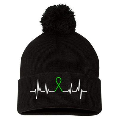 Mental Illness Green Ribbon Mental Health Awareness Month Pom Pom 12in Knit Beanie