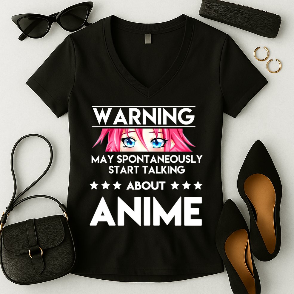 Might Start Talking About Anime  Women's V-Neck T-Shirt