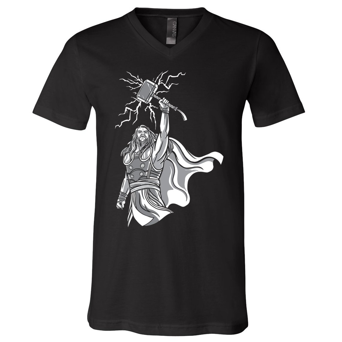 Mighty Thor With Hammer V-Neck T-Shirt