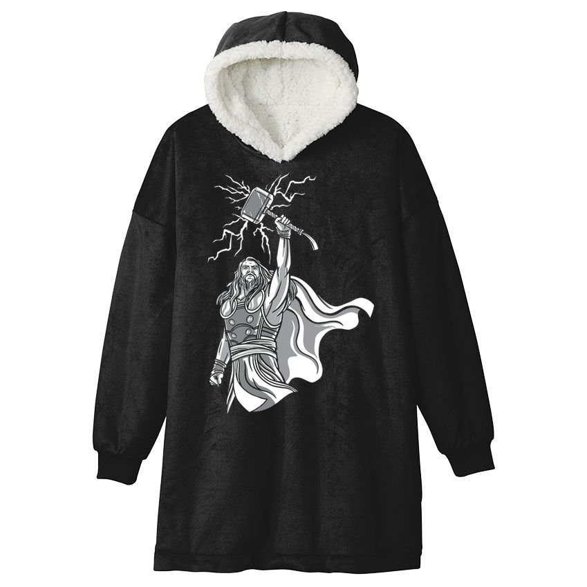 Mighty Thor With Hammer Hooded Wearable Blanket
