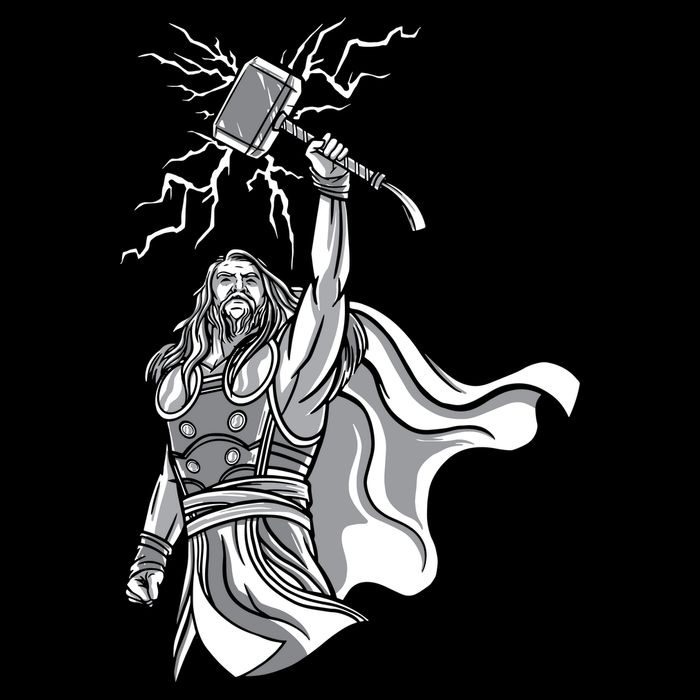 Mighty Thor With Hammer Pom Pom 12in Knit Beanie