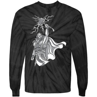 Mighty Thor With Hammer Tie-Dye Long Sleeve Shirt