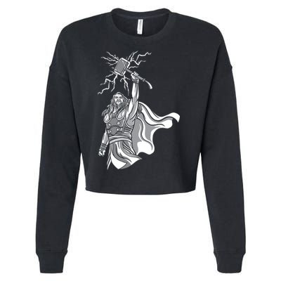 Mighty Thor With Hammer Cropped Pullover Crew