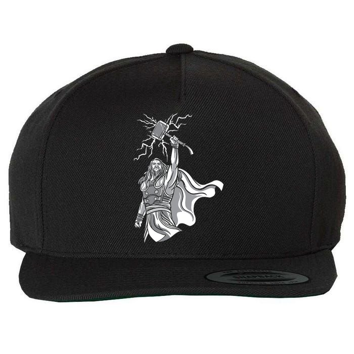 Mighty Thor With Hammer Wool Snapback Cap