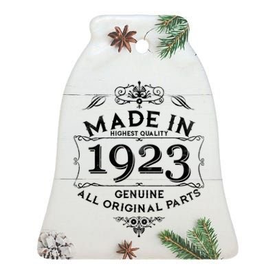 Made In Highest Quality Genuine All Original Parts 1923 100th Birthday Ceramic Bell Ornament