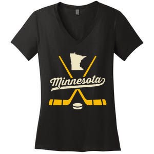 Minnesota Ice Hockey Sticks Sports Team Fan Gift Women's V-Neck T-Shirt