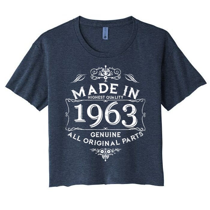 Made In Highest Quality Genuine All Original Parts 1963 60th Birthday Women's Crop Top Tee