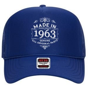 Made In Highest Quality Genuine All Original Parts 1963 60th Birthday High Crown Mesh Back Trucker Hat